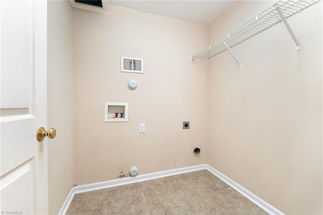 5921 Election Oak Dr, High Point, NC 27265 - washroom featuring gas dryer hookup, washer hookup, carpet, electric dryer hookup, and baseboards
