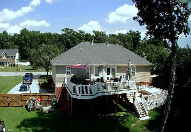 5921 Election Oak Dr, High Point, NC 27265 - back of property featuring a deck, stairway, and a gate