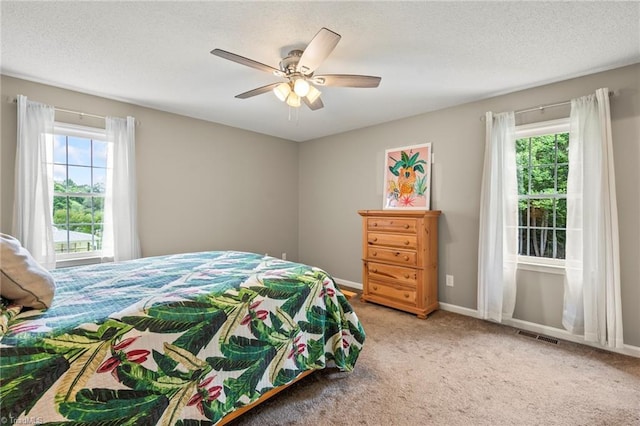 7145 Franklin Rd, Lewisville, NC 27023 - carpeted bedroom with a ceiling fan and a textured ceiling