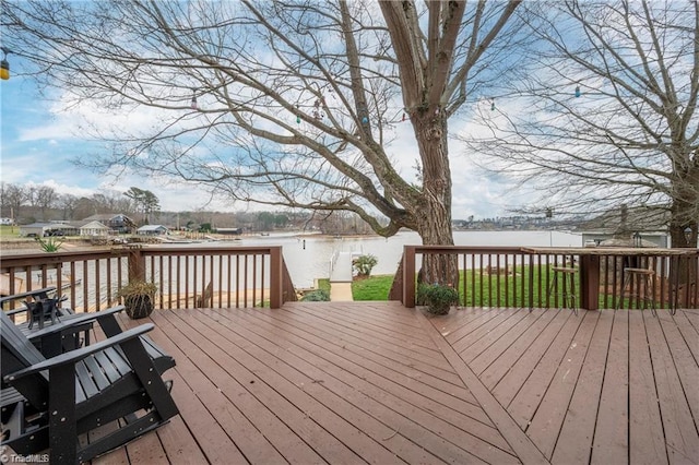 deck with a water view