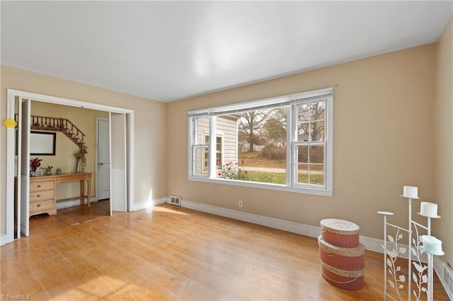 empty room featuring light wood-type flooring