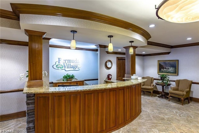 reception area with decorative columns