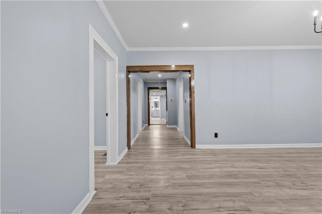 308 Worrell St, Thomasville, NC 27360 - hallway featuring crown molding, light wood-style floors, and recessed lighting