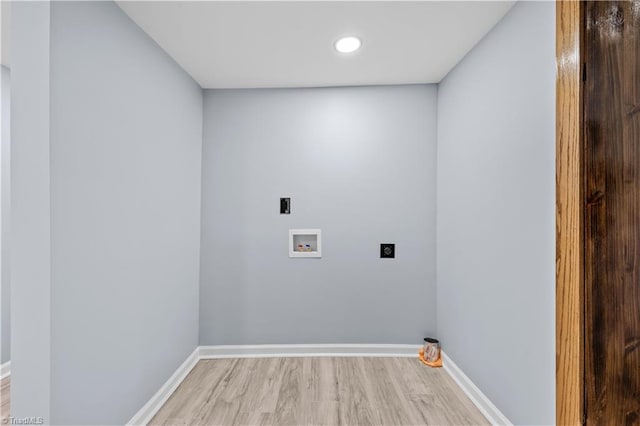 308 Worrell St, Thomasville, NC 27360 - washroom with hookup for an electric dryer, washer hookup, light wood-style flooring, and recessed lighting
