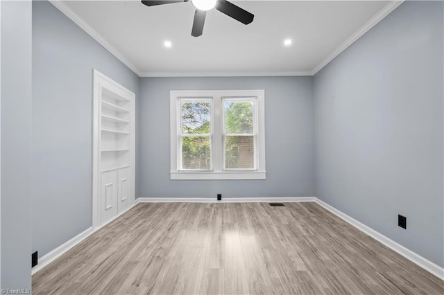 308 Worrell St, Thomasville, NC 27360 - unfurnished room with ceiling fan, wood finished floors, crown molding, and recessed lighting