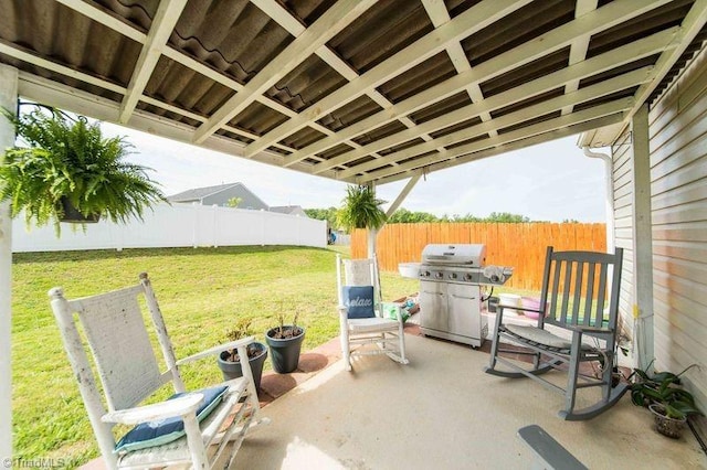view of patio with area for grilling