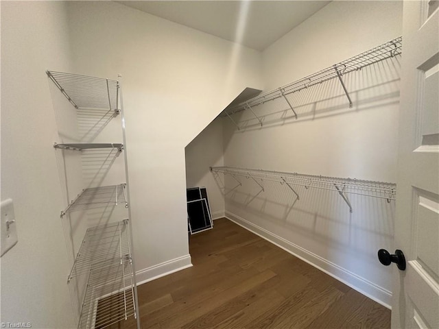 spacious closet with wood finished floors