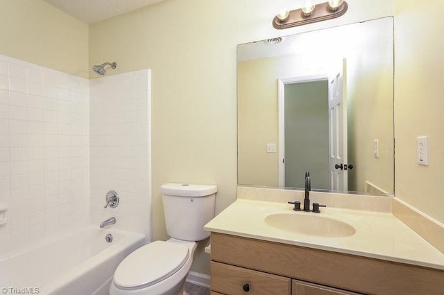 full bathroom with vanity, toilet, and tub / shower combination