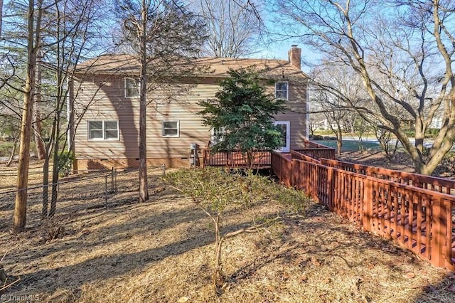 view of yard featuring a wooden deck