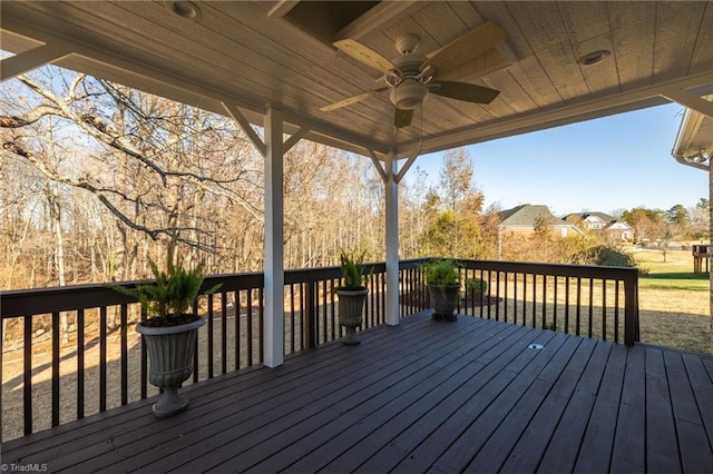 deck featuring ceiling fan