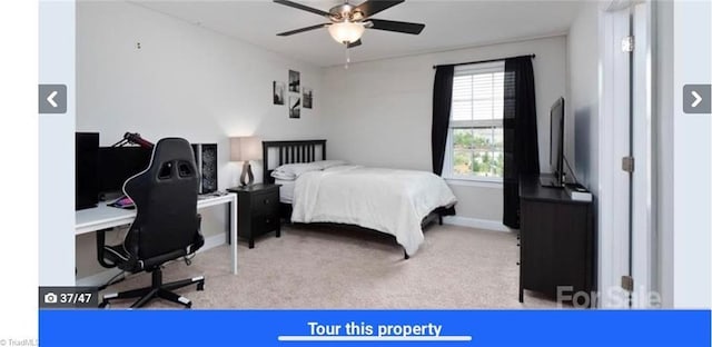 7464 Albemarle Ct, Denver, NC 28037 - carpeted bedroom featuring an office area and ceiling fan