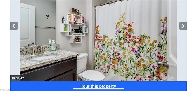7464 Albemarle Ct, Denver, NC 28037 - bathroom featuring vanity and curtained shower
