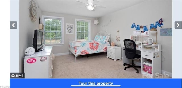 7464 Albemarle Ct, Denver, NC 28037 - bedroom with carpet floors, a desk, and ceiling fan