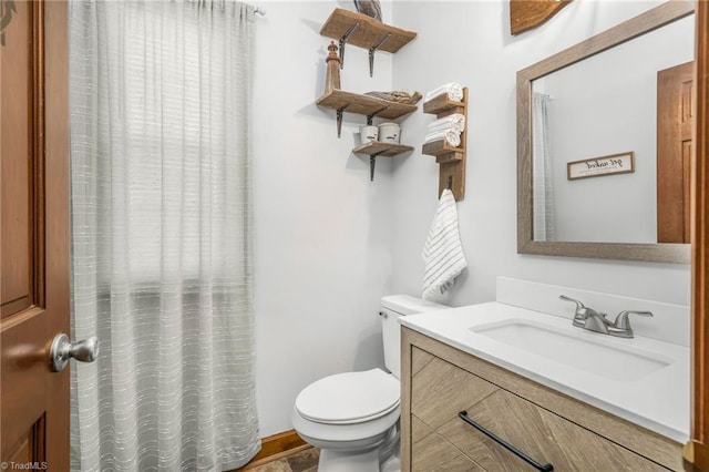 1705 Braemore Ct, Kernersville, NC 27284 - bathroom featuring vanity, toilet, and a shower with curtain
