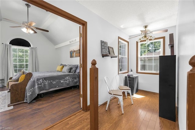 1705 Braemore Ct, Kernersville, NC 27284 - bedroom featuring a ceiling fan, lofted ceiling, and hardwood / wood-style floors