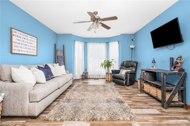 1705 Braemore Ct, Kernersville, NC 27284 - living room featuring ceiling fan and wood finished floors