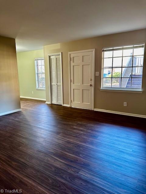 foyer entrance with dark hardwood / wood-style flooring