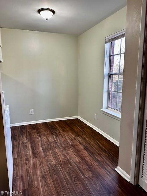 spare room with dark hardwood / wood-style floors