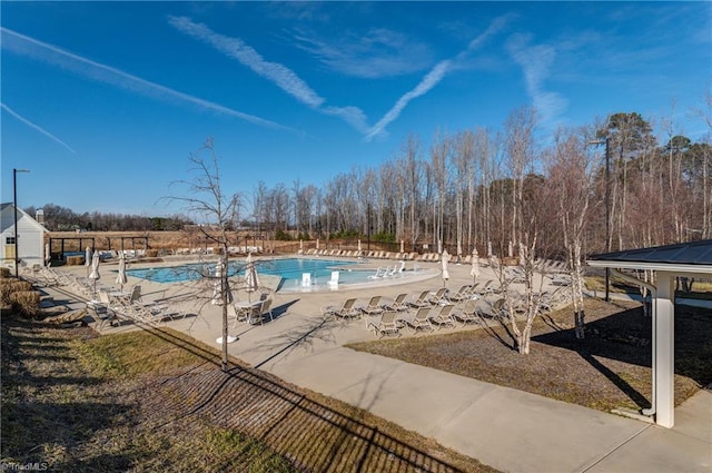 view of pool with a gazebo and a patio