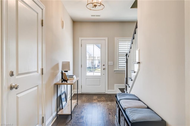 entryway featuring dark hardwood / wood-style floors