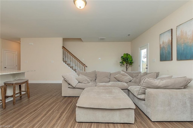 1837 Deveron Ct, Kernersville, NC 27284 - living room featuring wood finished floors and stairway
