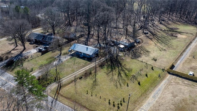 drone / aerial view featuring a rural view