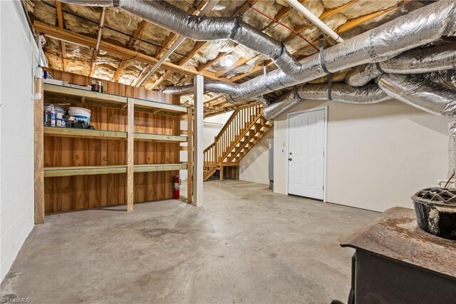 unfinished below grade area with stairway