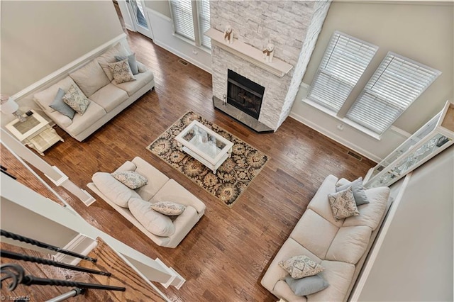 128 Provence Ct, King, NC 27021 - living area featuring wood finished floors and a fireplace