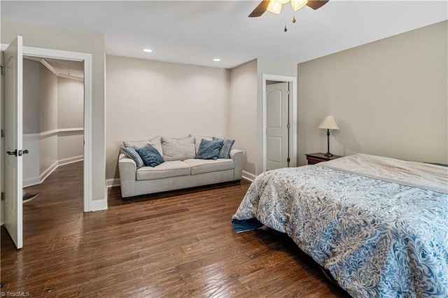 128 Provence Ct, King, NC 27021 - bedroom featuring wood-type flooring, recessed lighting, and ceiling fan