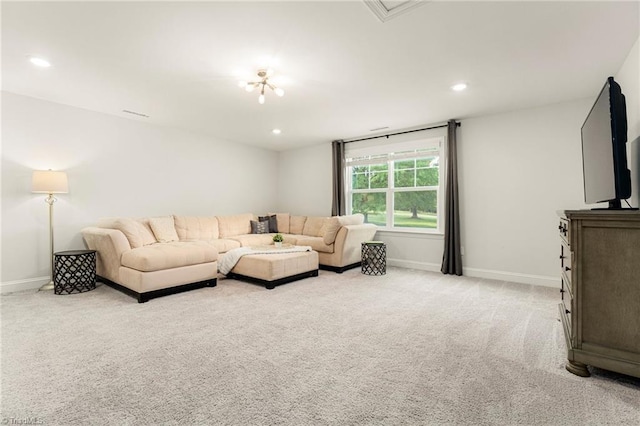 1348 Motsinger Rd, Winston-Salem, NC 27107 - living area with recessed lighting, baseboards, and light carpet