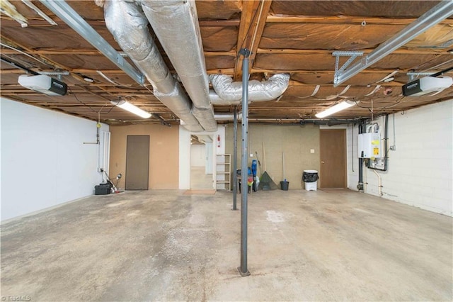 3306 Midkiff Rd, Winston-Salem, NC 27106 - basement with water heater and a garage
