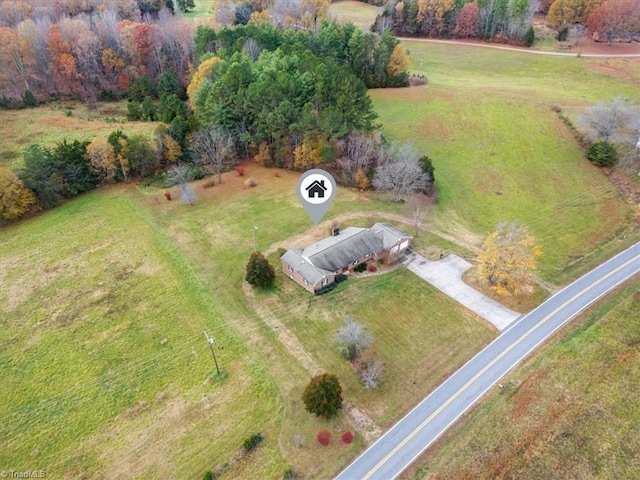 aerial view with a rural view