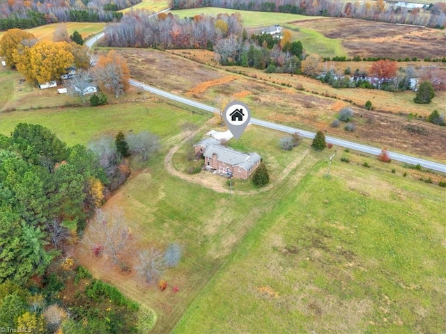 aerial view featuring a rural view