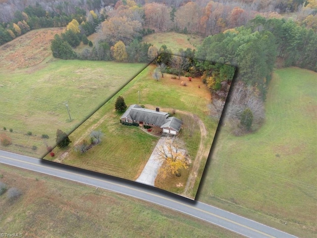 drone / aerial view featuring a rural view