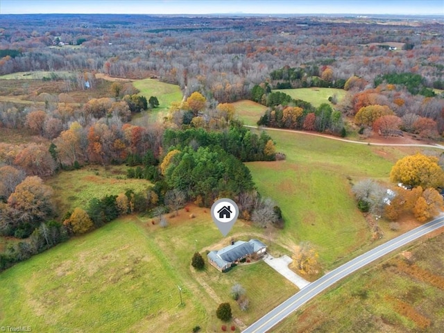 drone / aerial view with a rural view