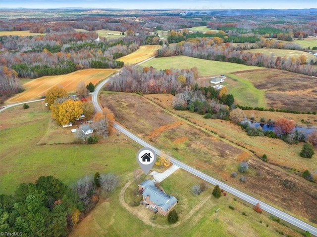 drone / aerial view featuring a rural view