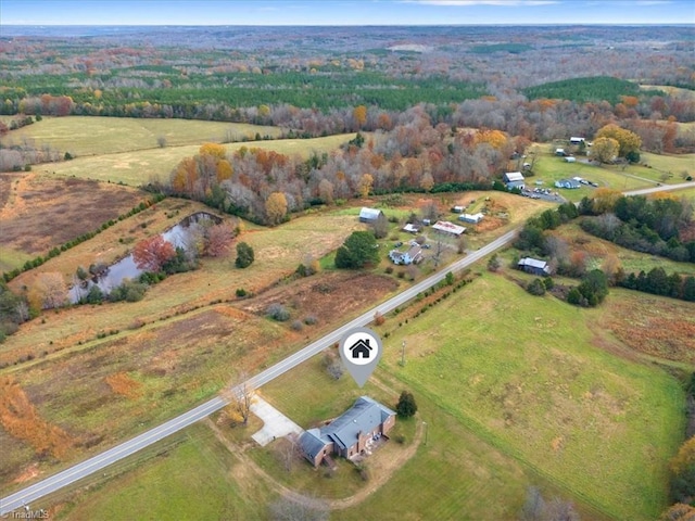 aerial view with a rural view