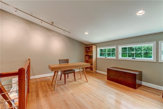 7 Pineburr Ct, Greensboro, NC 27455 - office with track lighting, light wood-type flooring, baseboards, and recessed lighting