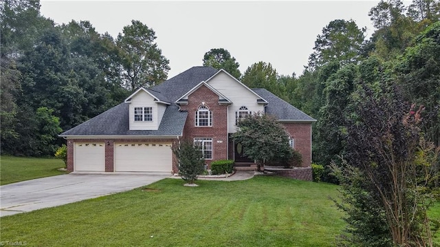 front of property featuring a garage and a front lawn