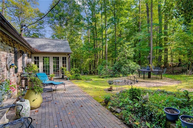 wooden deck with french doors