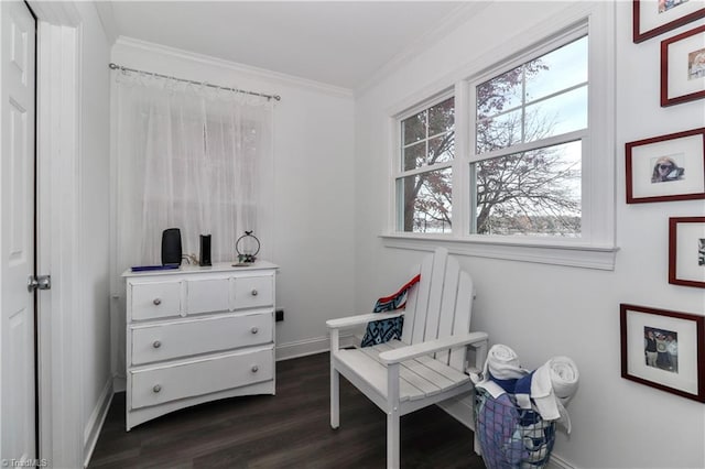 bedroom featuring dark hardwood / wood-style flooring and ornamental molding