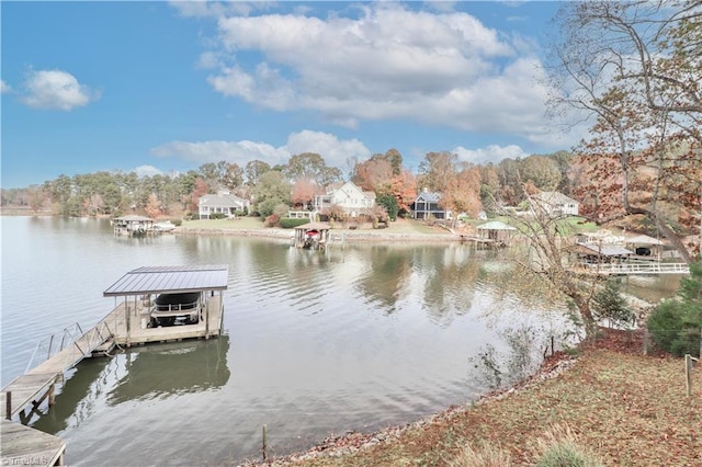 view of dock featuring a water view