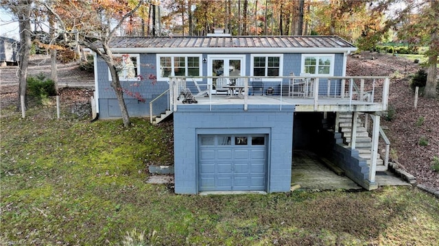 exterior space with a garage