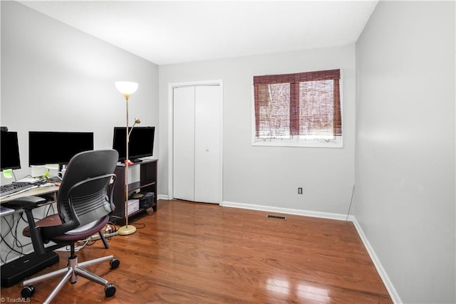 office area featuring wood-type flooring