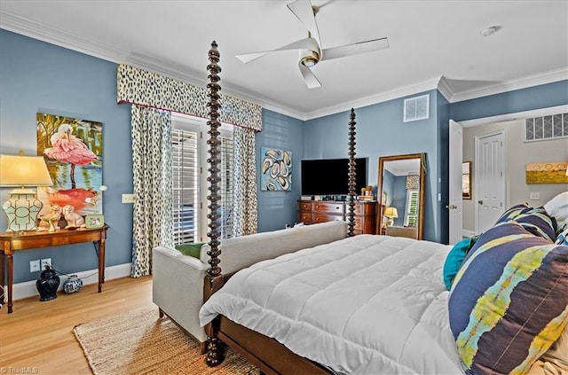 2550 Mountain Lake Rd, Asheboro, NC 27205 - bedroom featuring wood finished floors, crown molding, and ceiling fan