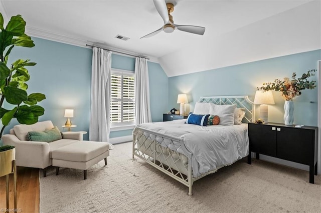 2550 Mountain Lake Rd, Asheboro, NC 27205 - bedroom featuring lofted ceiling, a ceiling fan, and wood finished floors