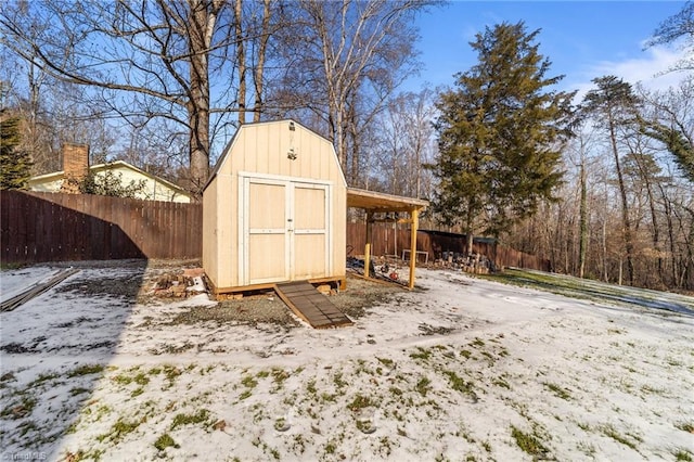 view of snow covered structure