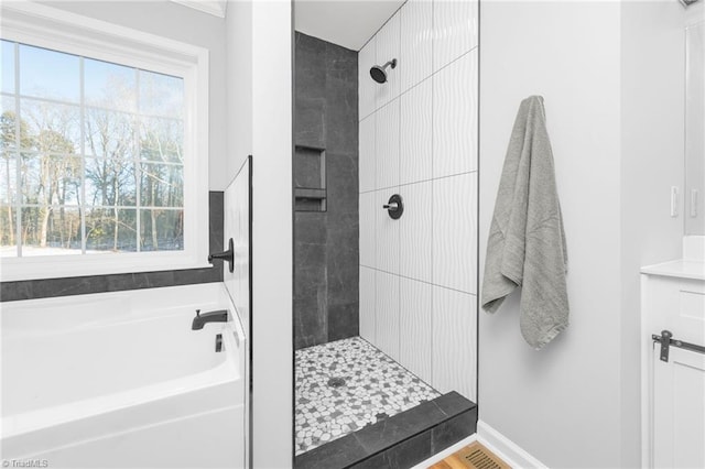 bathroom with plus walk in shower