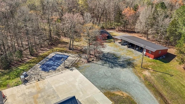 drone / aerial view with a forest view