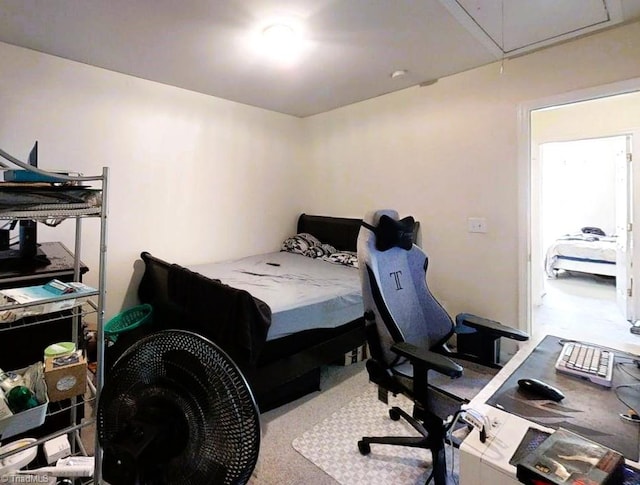 bedroom featuring attic access